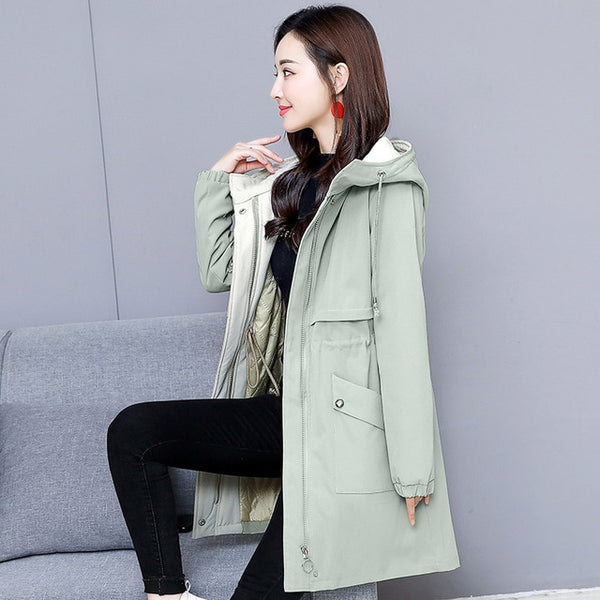Windwear Women's Mid-long Korean Edition Autumn and Winter  Fashion Cotton Coat
