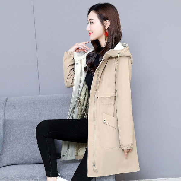 Windwear Women's Mid-long Korean Edition Autumn and Winter  Fashion Cotton Coat