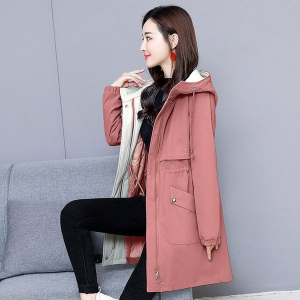 Windwear Women's Mid-long Korean Edition Autumn and Winter  Fashion Cotton Coat
