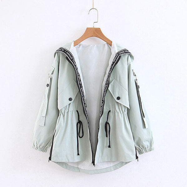BTB.WO Women Sweatshirt Windbreaker Jacket Casual Long Sleeve Jacket Coats Outwear