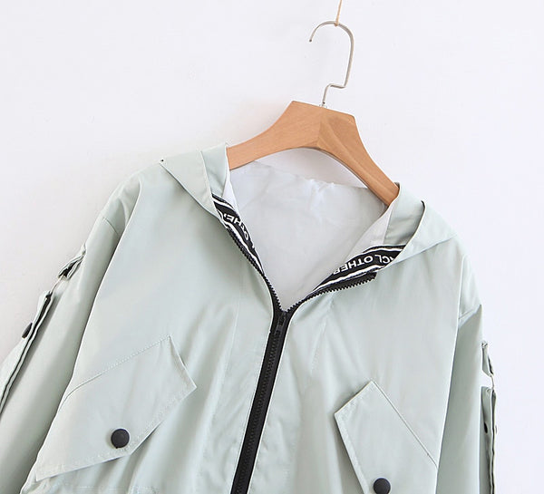 BTB.WO Women Sweatshirt Windbreaker Jacket Casual Long Sleeve Jacket Coats Outwear