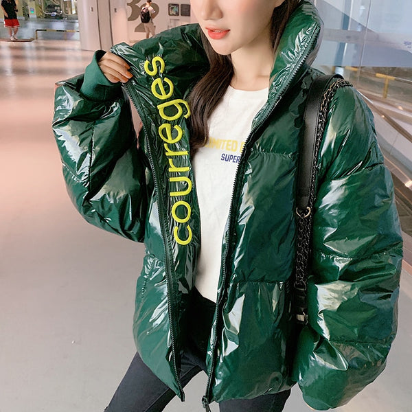 Glossy Down parkas Women Waterproof Coat Warm loose Shine