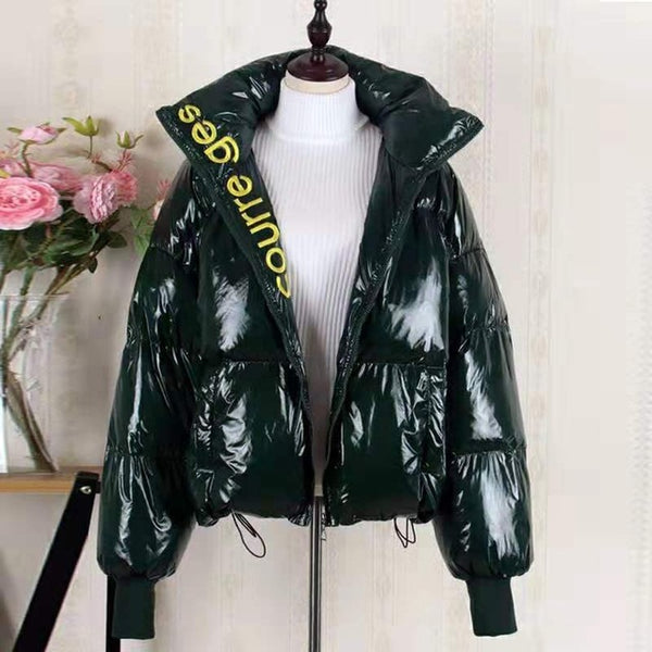 Glossy Down parkas Women Waterproof Coat Warm loose Shine