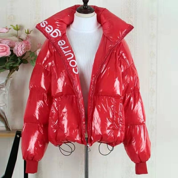 Glossy Down parkas Women Waterproof Coat Warm loose Shine