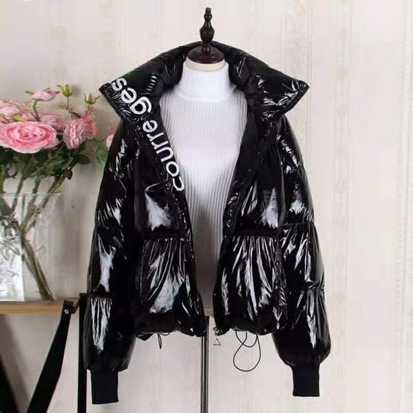 Glossy Down parkas Women Waterproof Coat Warm loose Shine