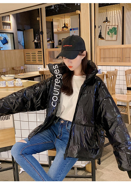 Glossy Down parkas Women Waterproof Coat Warm loose Shine
