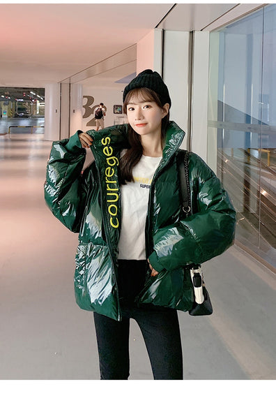 Glossy Down parkas Women Waterproof Coat Warm loose Shine