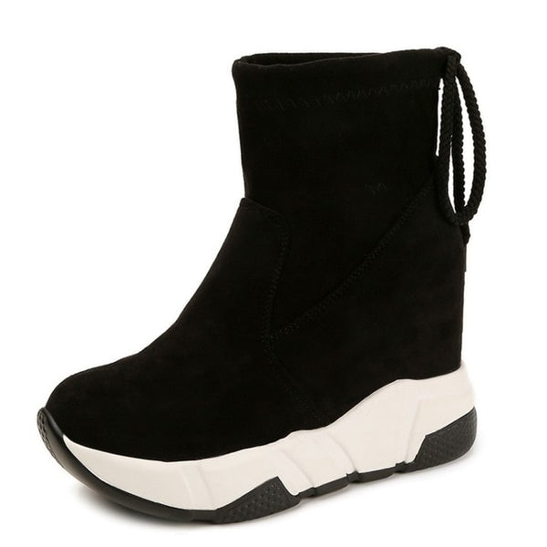 LZJ Women Ankle Boots Platforms Shoes Woman High Heels Inside Height Increasing