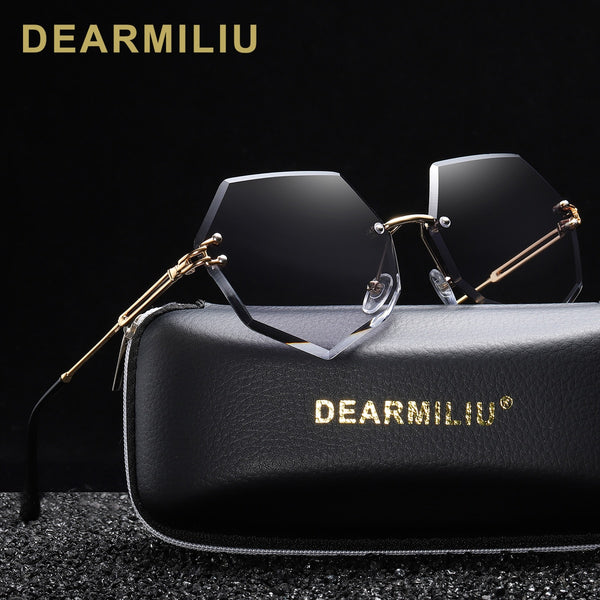 DEARMILIU Brand Designer Round Sunglasses Women Oversized Polygon 2019 Gradient Brown Pink Rimless sun glasses For female UV400