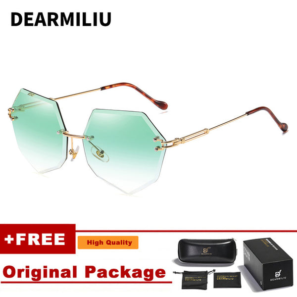 DEARMILIU Brand Designer Round Sunglasses Women Oversized Polygon 2019 Gradient Brown Pink Rimless sun glasses For female UV400