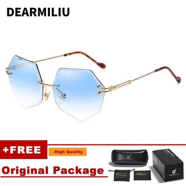 DEARMILIU Brand Designer Round Sunglasses Women Oversized Polygon 2019 Gradient Brown Pink Rimless sun glasses For female UV400