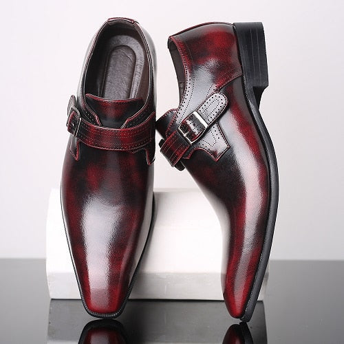 British Style Buckle Men's Dress Shoes Pointed Oxford Shoes Fashion
