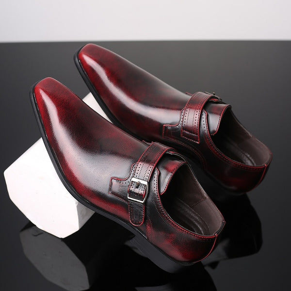 British Style Buckle Men's Dress Shoes Pointed Oxford Shoes Fashion