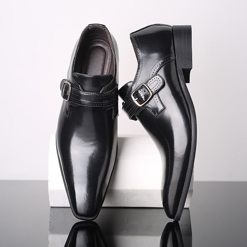 British Style Buckle Men's Dress Shoes Pointed Oxford Shoes Fashion
