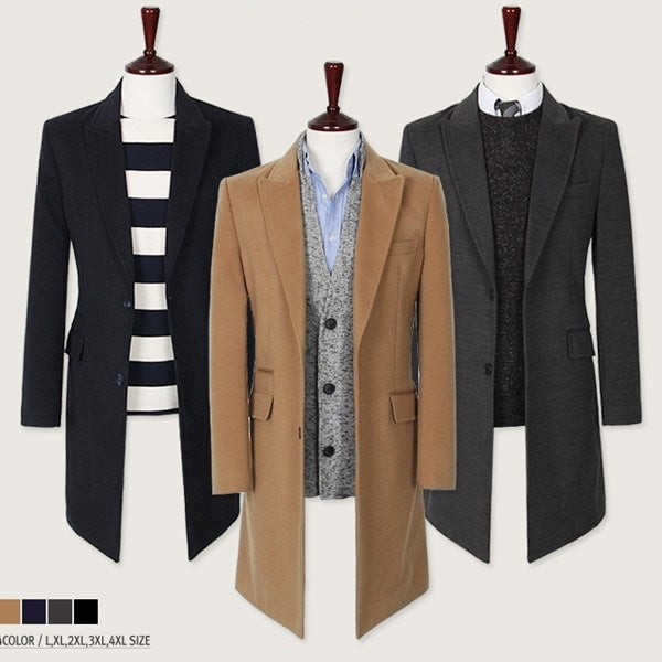 Zogaa Mens Trench Coat Turn Down Collar Long Sleeve