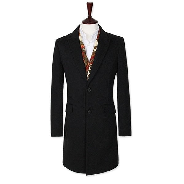 Zogaa Mens Trench Coat Turn Down Collar Long Sleeve