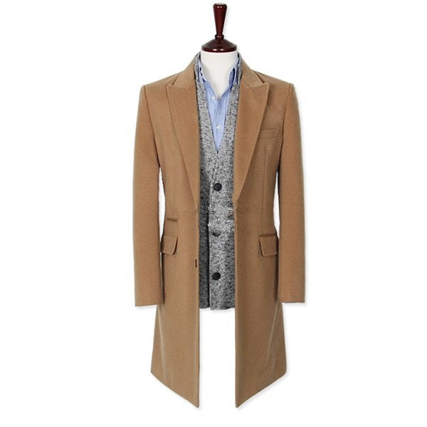 Zogaa Mens Trench Coat Turn Down Collar Long Sleeve