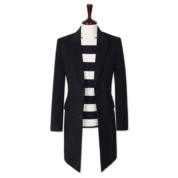 Zogaa Mens Trench Coat Turn Down Collar Long Sleeve