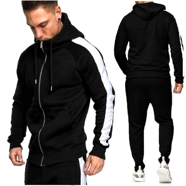 Zipper Tracksuit Men Set Sport 2 Pieces Sweatsuit