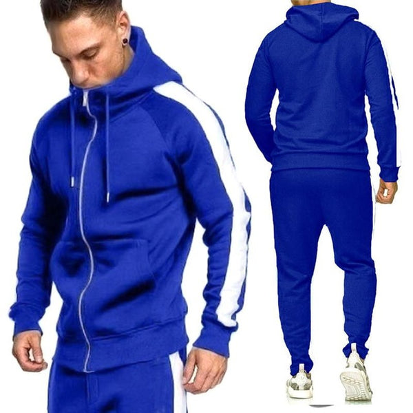 Zipper Tracksuit Men Set Sport 2 Pieces Sweatsuit
