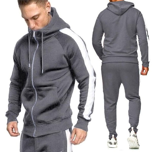 Zipper Tracksuit Men Set Sport 2 Pieces Sweatsuit