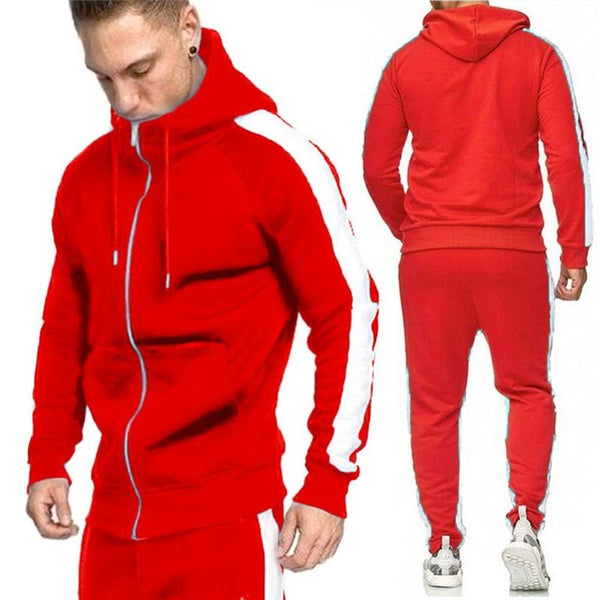 Zipper Tracksuit Men Set Sport 2 Pieces Sweatsuit
