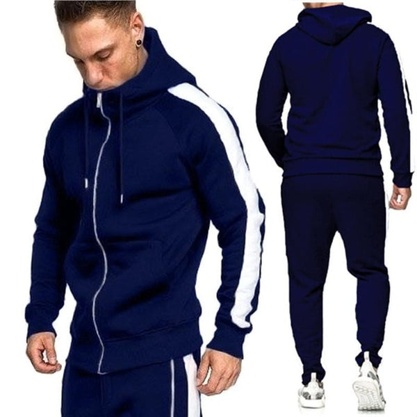 Zipper Tracksuit Men Set Sport 2 Pieces Sweatsuit