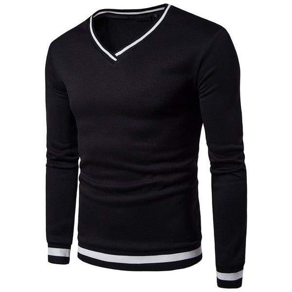 ZOGAA Mens Casual Sweater V-Neck Striped Slim