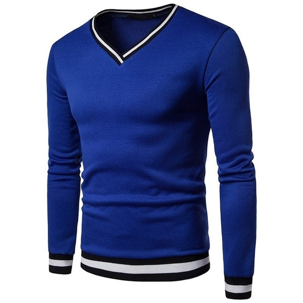 ZOGAA Mens Casual Sweater V-Neck Striped Slim
