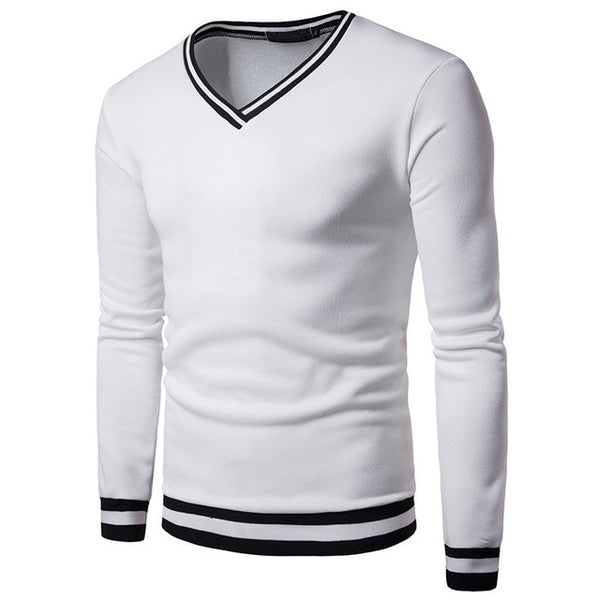 ZOGAA Mens Casual Sweater V-Neck Striped Slim