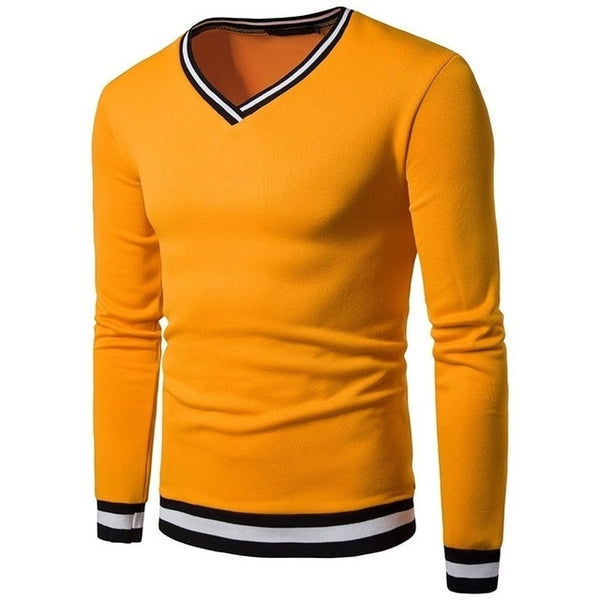 ZOGAA Mens Casual Sweater V-Neck Striped Slim