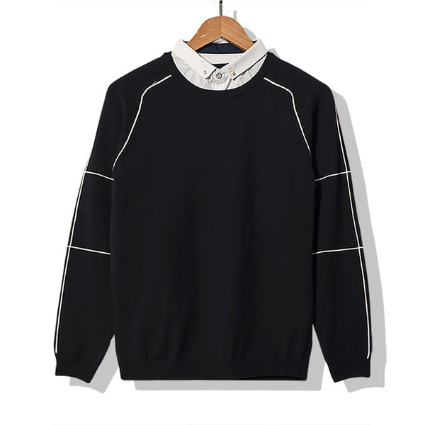 HW Sweater Mens Knitwear Autumn Wear Fashion Sweater Men's Fake Two-piece