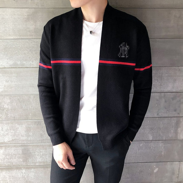 winter men sweater Fashion cardigan black slim