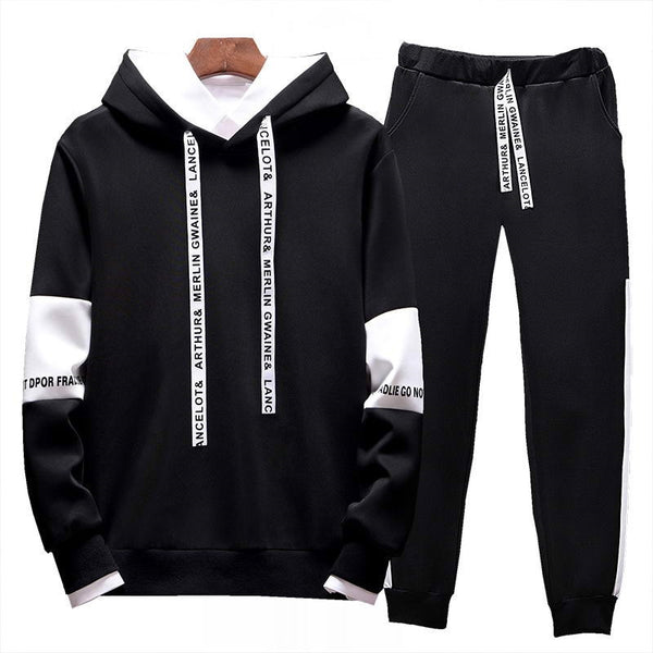 printing stitching sweater + beam pants men's casual suit