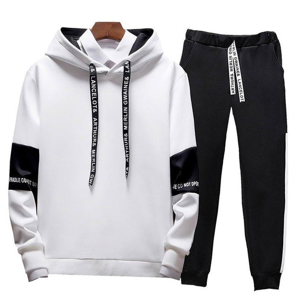 printing stitching sweater + beam pants men's casual suit