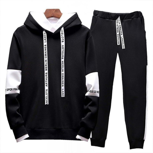printing stitching sweater + beam pants men's casual suit