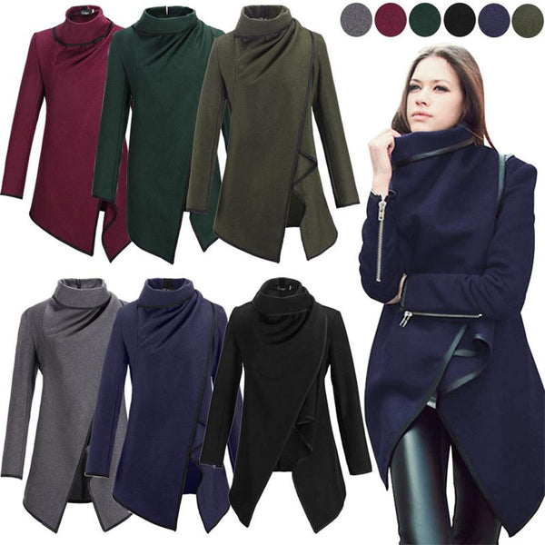Casaco Feminino New Fashion Women Asymmetric Trench Women Winter Woolen Overcoat Woolen Coat 5 Colors