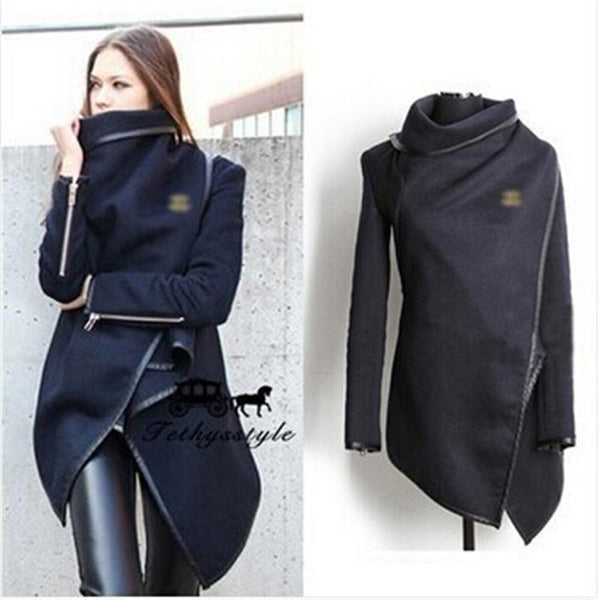 Casaco Feminino New Fashion Women Asymmetric Trench Women Winter Woolen Overcoat Woolen Coat 5 Colors