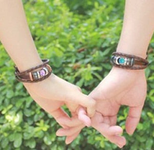 Ethnic button leather bracelet/pulseras cuero/hot sale new lovely/pulseiras