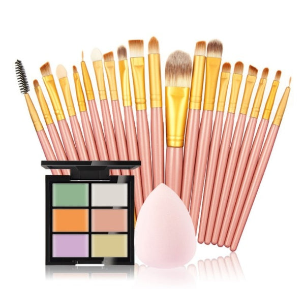Makup set Tool Kit Cosmetics  Concealer Palette maquiagem Puff 20 brushes Face Contour Concealer Puff Makeup Set for Gift