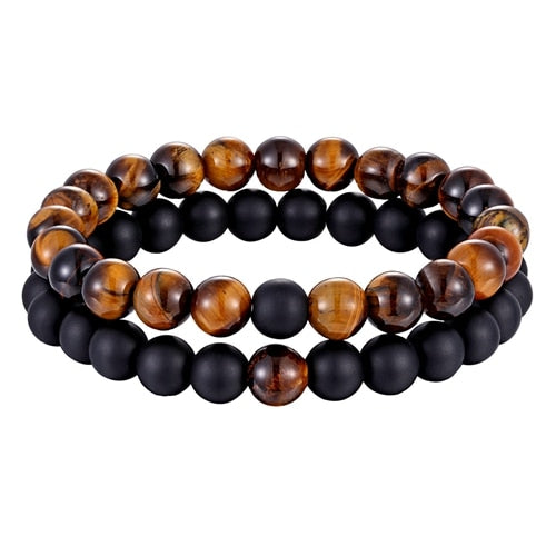 Hot 2pcs/set 7 Style Couples Distance Bracelet Natural Stone Yoga Beaded Bracelet for Men Women Friend Gift