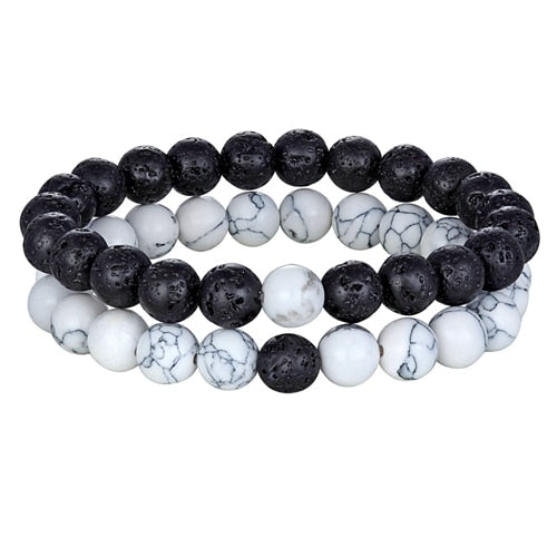 Hot 2pcs/set 7 Style Couples Distance Bracelet Natural Stone Yoga Beaded Bracelet for Men Women Friend Gift
