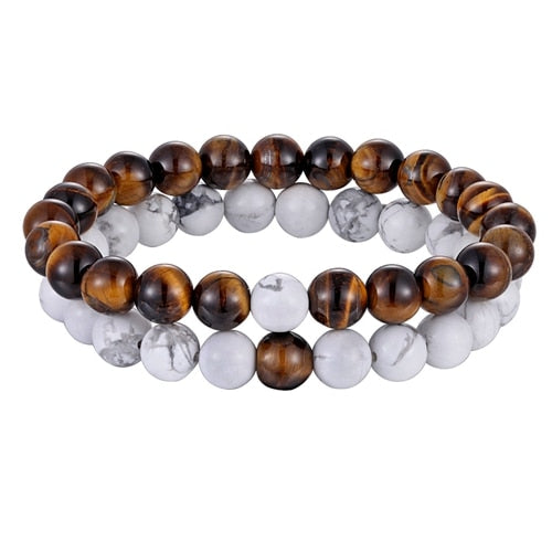 Hot 2pcs/set 7 Style Couples Distance Bracelet Natural Stone Yoga Beaded Bracelet for Men Women Friend Gift