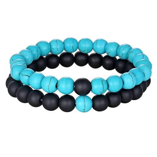 Hot 2pcs/set 7 Style Couples Distance Bracelet Natural Stone Yoga Beaded Bracelet for Men Women Friend Gift