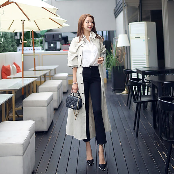 high quality women fashion comfortable loose a-line trench coat  professional temperament outdoor warm