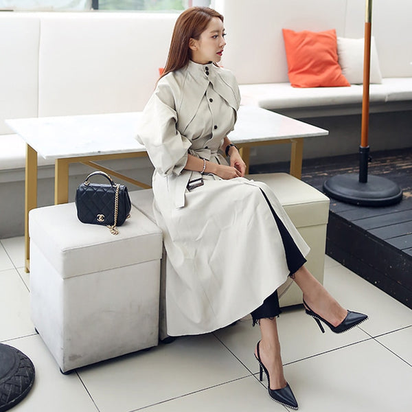 high quality women fashion comfortable loose a-line trench coat  professional temperament outdoor warm