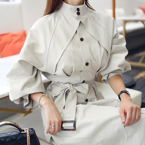 high quality women fashion comfortable loose a-line trench coat  professional temperament outdoor warm