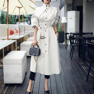 high quality women fashion comfortable loose a-line trench coat  professional temperament outdoor warm