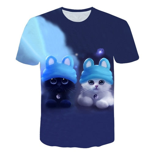Night cat lady T-shirt women's short sleeves