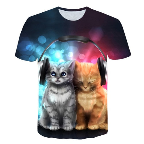 Night cat lady T-shirt women's short sleeves